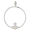Vivienne Westwood Olympia pearl chain bracelet, Platinum Plated