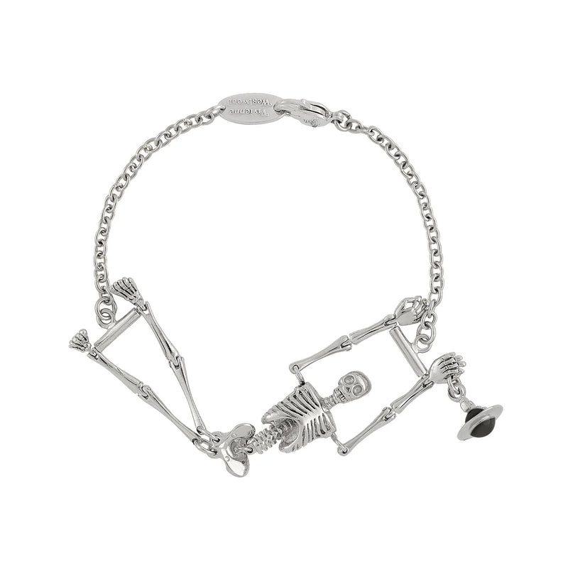 Vivienne Westwood Skeleton Silver & Black Bracelet, Platinum Plated