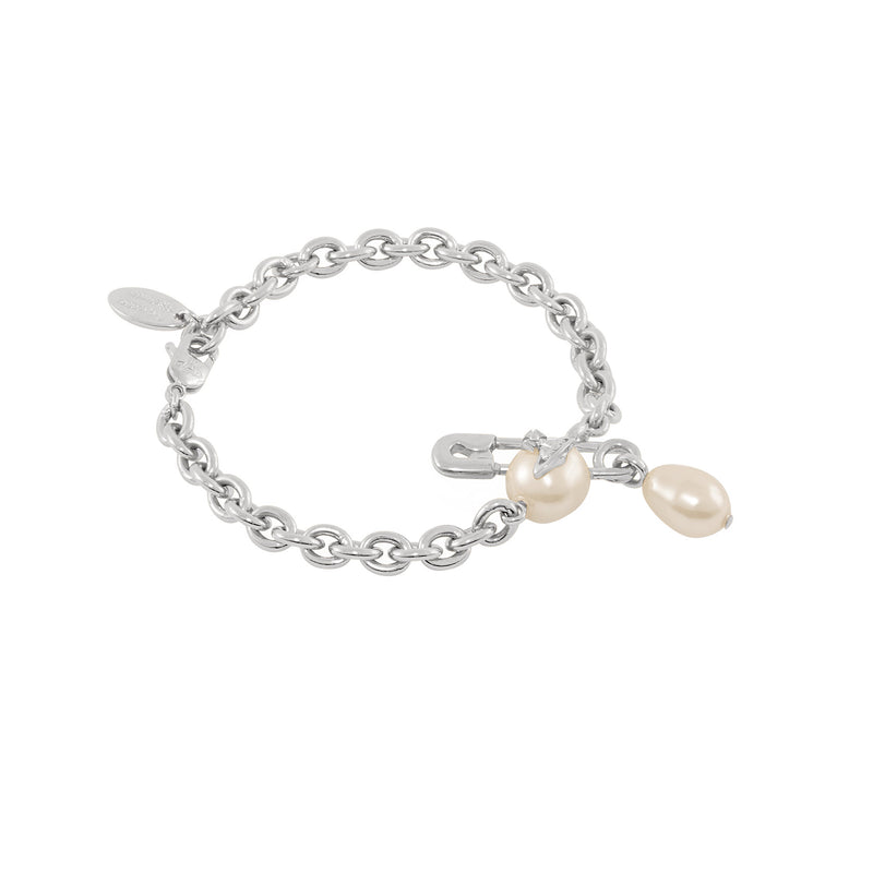 Vivienne Westwood Claude Small Creamrose Pearl Bracelet, Platinum Plated
