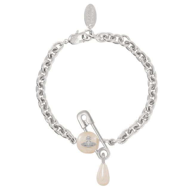 Vivienne Westwood Claude Small Creamrose Pearl Bracelet, Platinum Plated