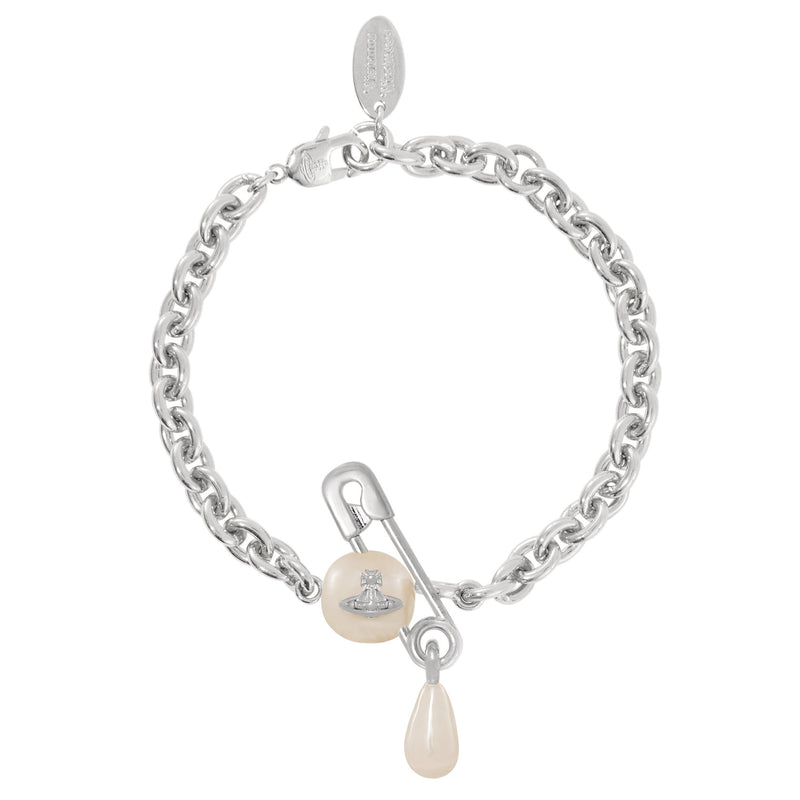 Vivienne Westwood Claude Small Creamrose Pearl Bracelet, Platinum Plated