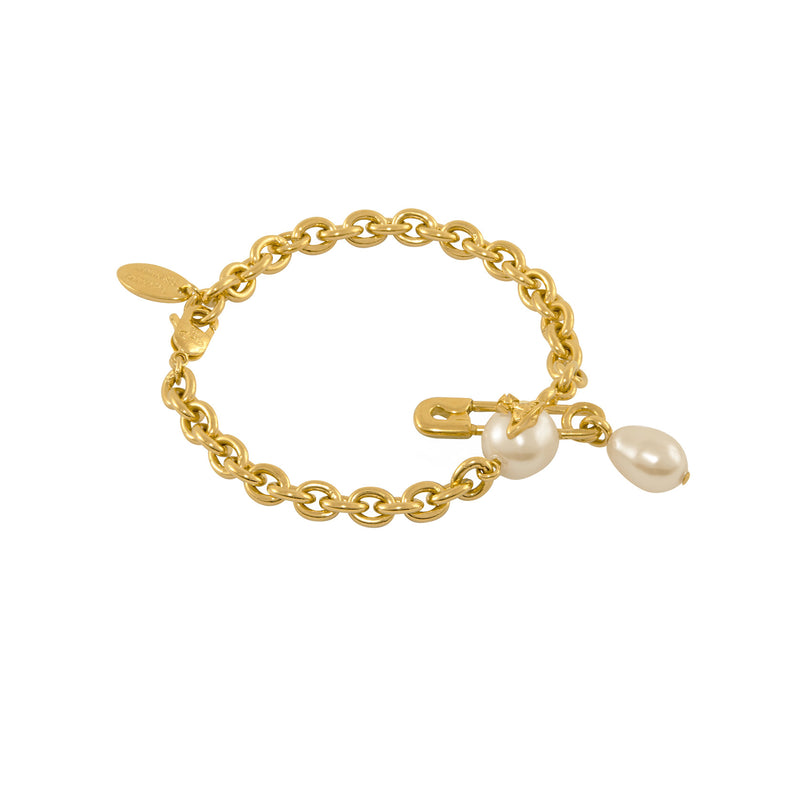Vivienne Westwood Claude Small Creamrose Pearl Bracelet, Gold Plated