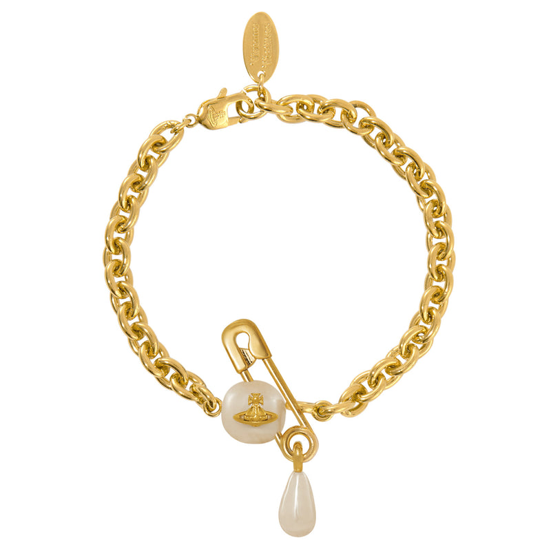 Vivienne Westwood Claude Small Creamrose Pearl Bracelet, Gold Plated