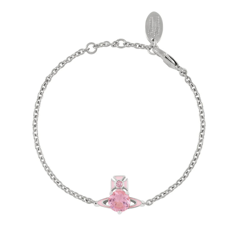Vivienne Westwood Millie Silver / Pink Bracelet, Platinum Plated