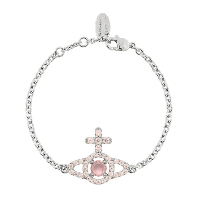 Vivienne Westwood Olympia CZ Silver & Peach Bracelet, Silver Tone Plated