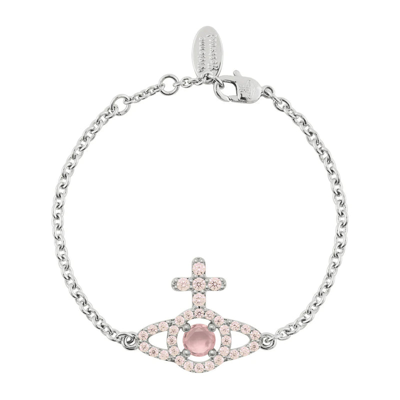 Vivienne Westwood Olympia CZ Silver & Peach Bracelet, Silver Tone Plated