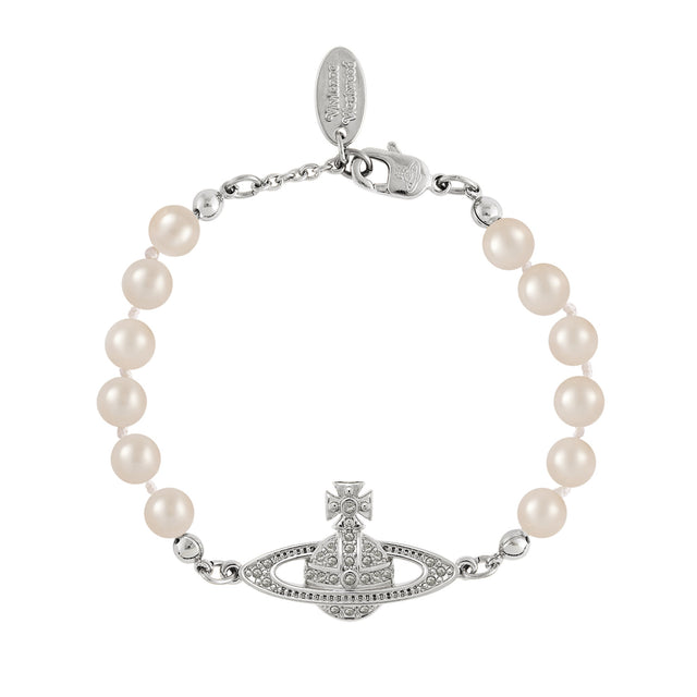 Vivienne Westwood Mini Bas Relief Pearl Bracelet, Platinum Plated