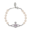 Vivienne Westwood Mini Bas Relief Pink Bracelet, Rhodium Plated