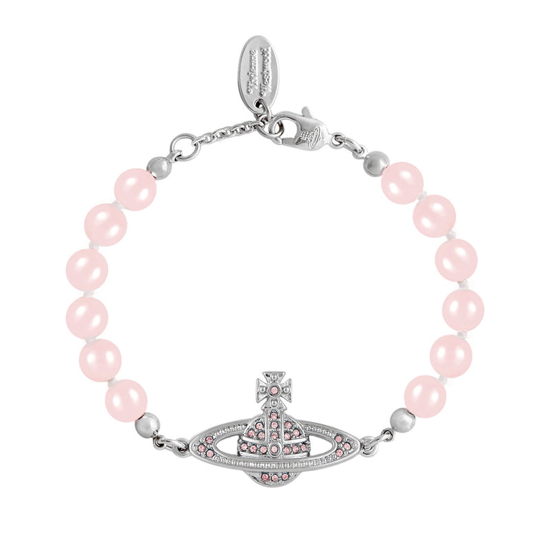 Vivienne Westwood Mini Bas Relief Vintage Rose Pearl Bracelet, Platinum Plated