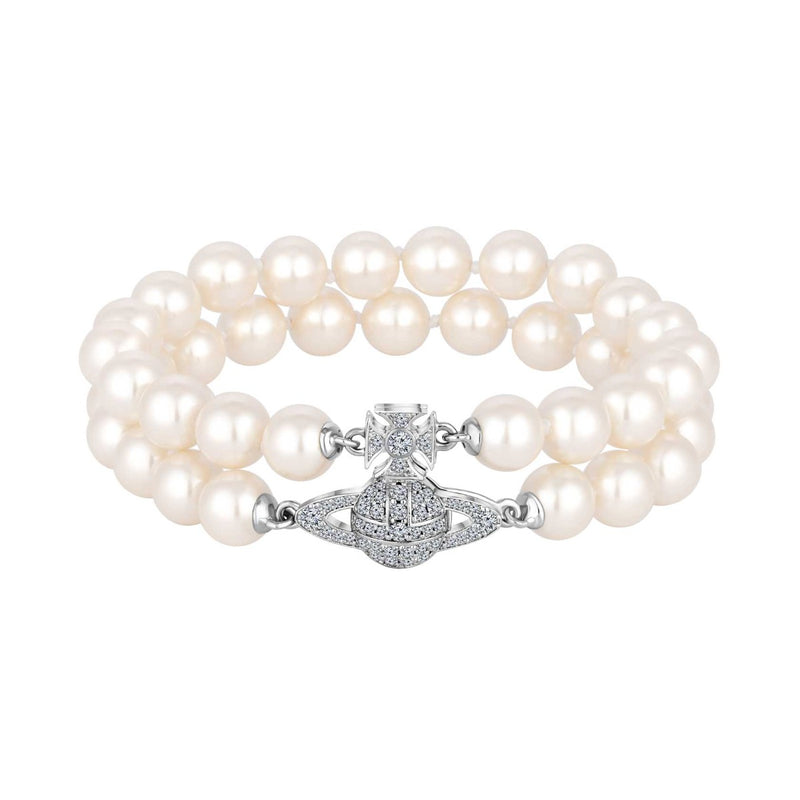 Vivienne Westwood Creamrose Pearl Graziella Pearl Bracelet, Platinum Plated