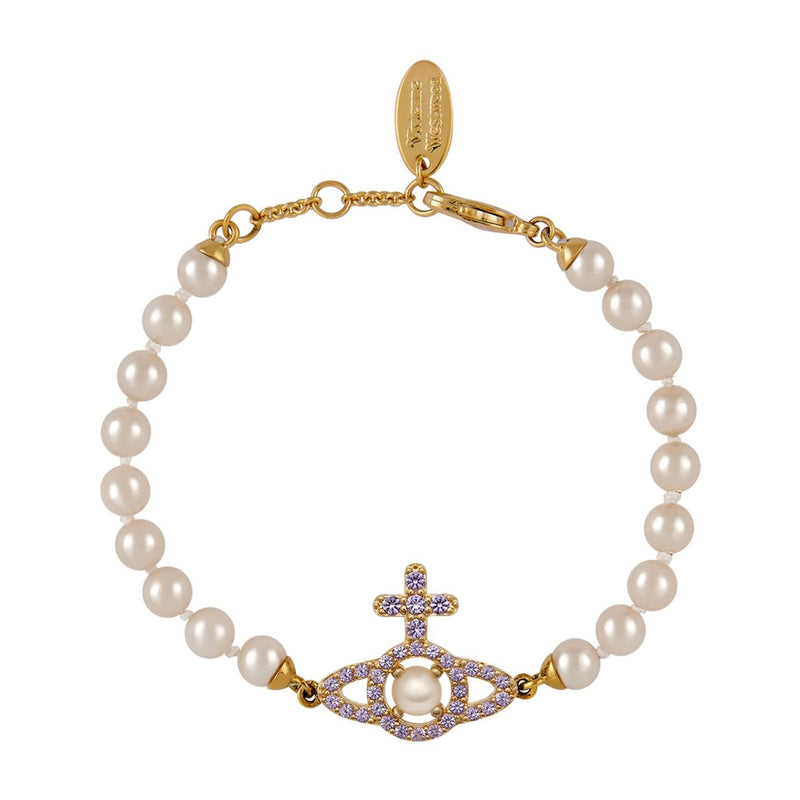 Vivienne Westwood Olympia Pearl Pink Bracelet, Gold Plated
