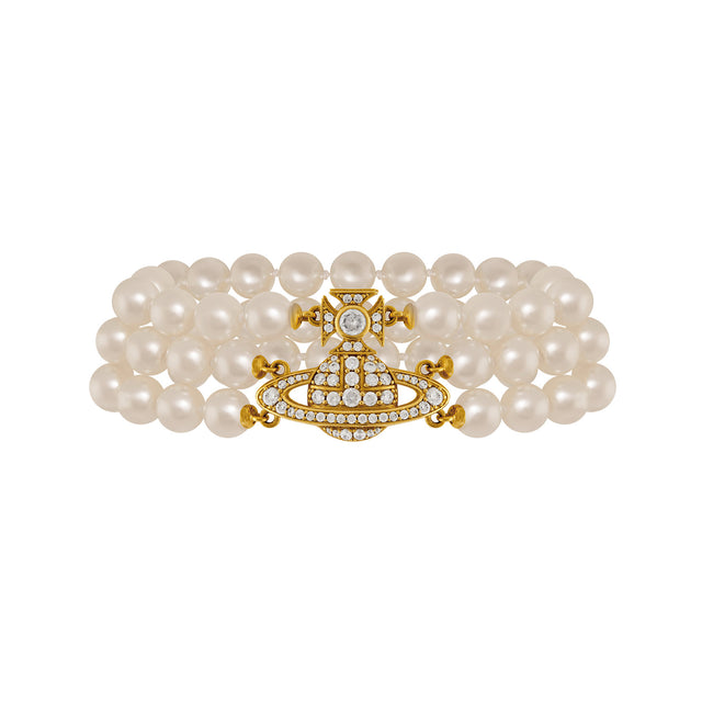 Vivienne Westwood Graziella Three Row Pearl Bracelet, Gold Plated