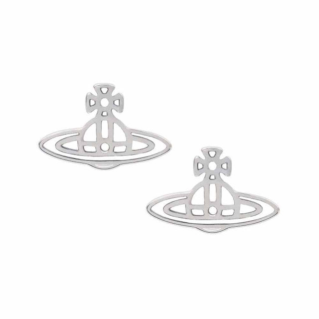 Vivienne Westwood Thin Lines Flat Orb Stud Earrings, Palladium Plated