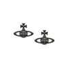Vivienne Westwood Mayfair Bas Relief Jet Hematite Crystal Earrings, Gunmetal Plated
