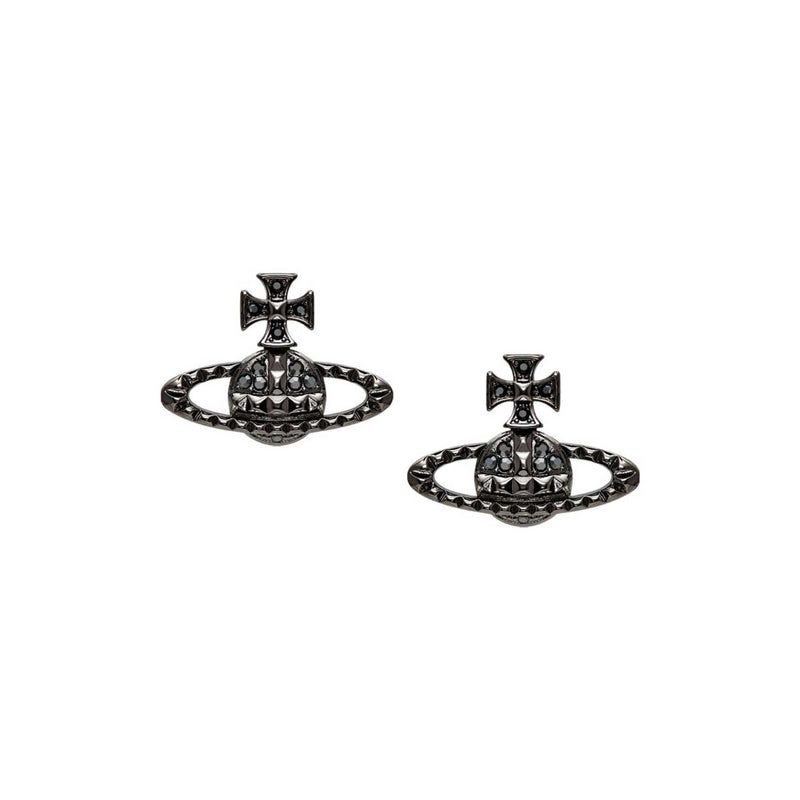 Vivienne Westwood Mayfair Bas Relief Jet Hematite Crystal Earrings, Gunmetal Plated
