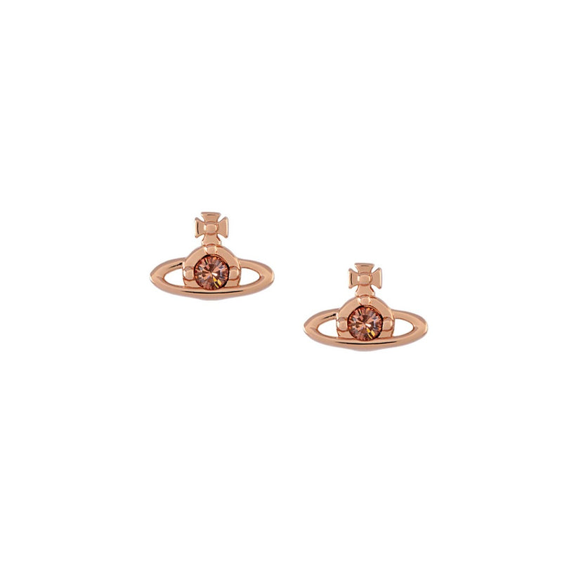 Vivienne Westwood Nano Solitaire Apricot Crystal Earrings, Rose Gold Plated