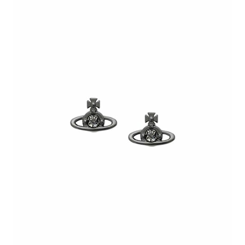Vivienne Westwood Nano Solitaire Black Diamond Earrings, Ruthenium Plated
