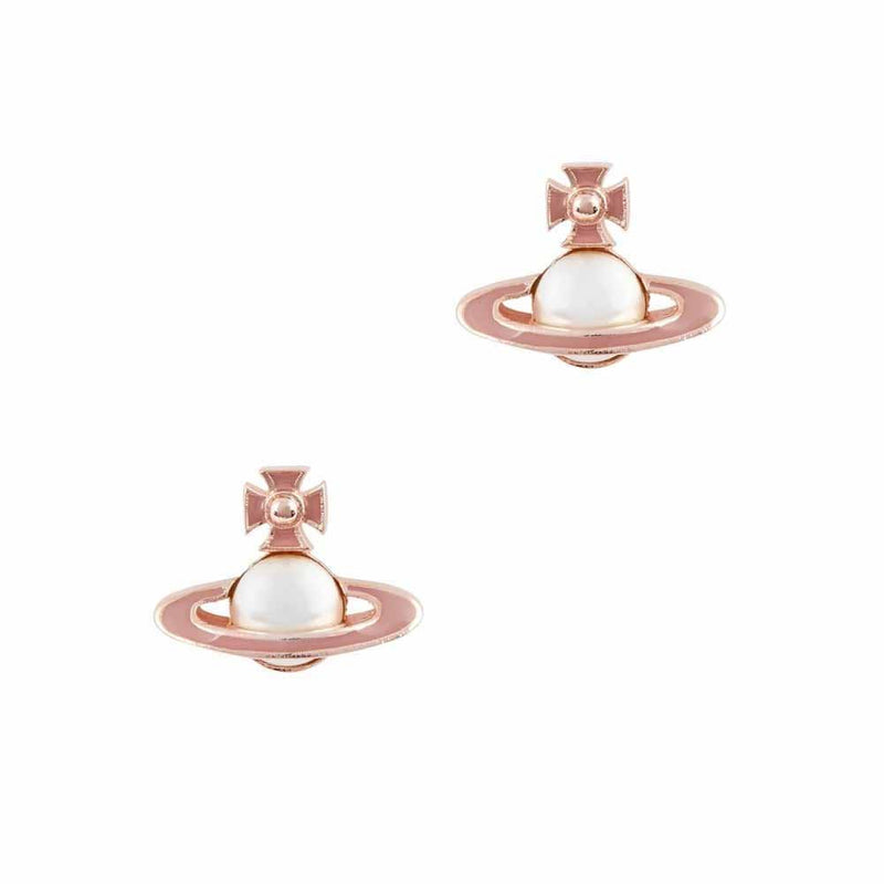Vivienne Westwood Iris Bas Relief Earrings,  Pearl Pale Pink Rose Gold Plated