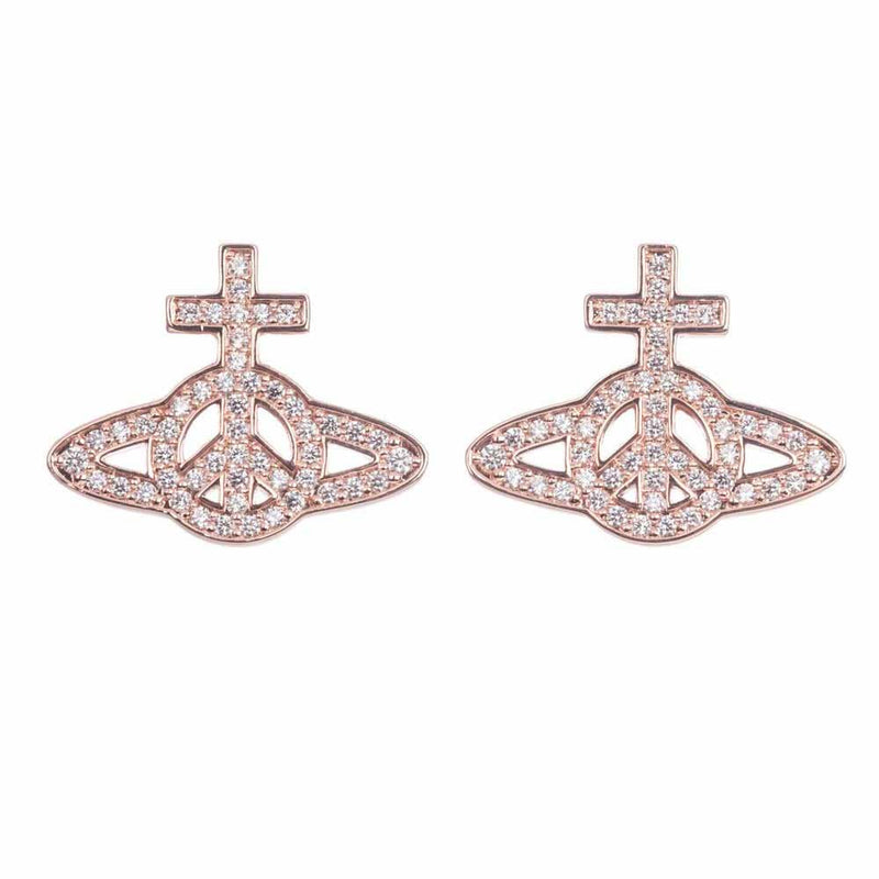Vivienne Westwood Peace Pave Earrings, Rose Gold Plated