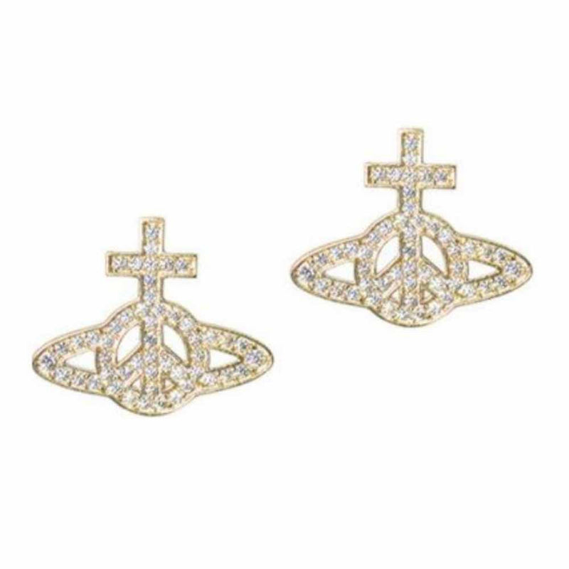 Vivienne Westwood Peace Pave Earrings, Gold Plated