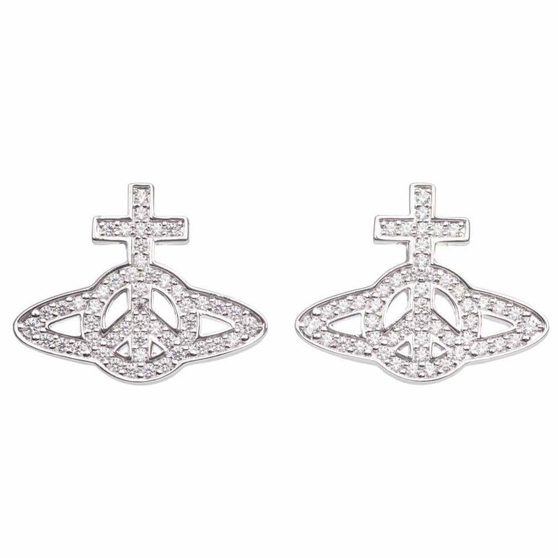 Vivienne Westwood Peace Pave Earrings, Rhodium Plated