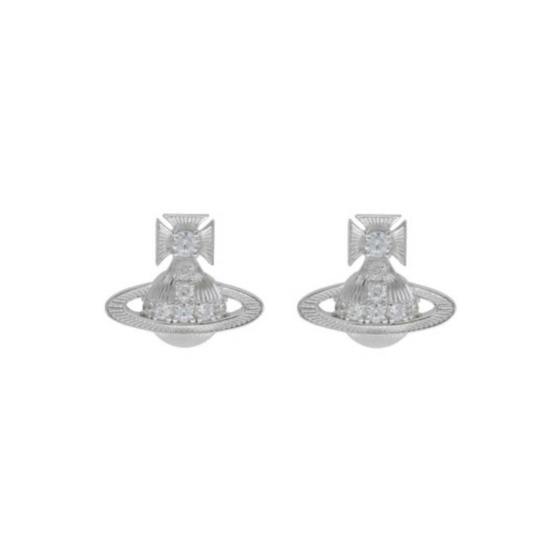 Vivienne Westwood Chloris Bas Relief Earrings, Rhodium Plated