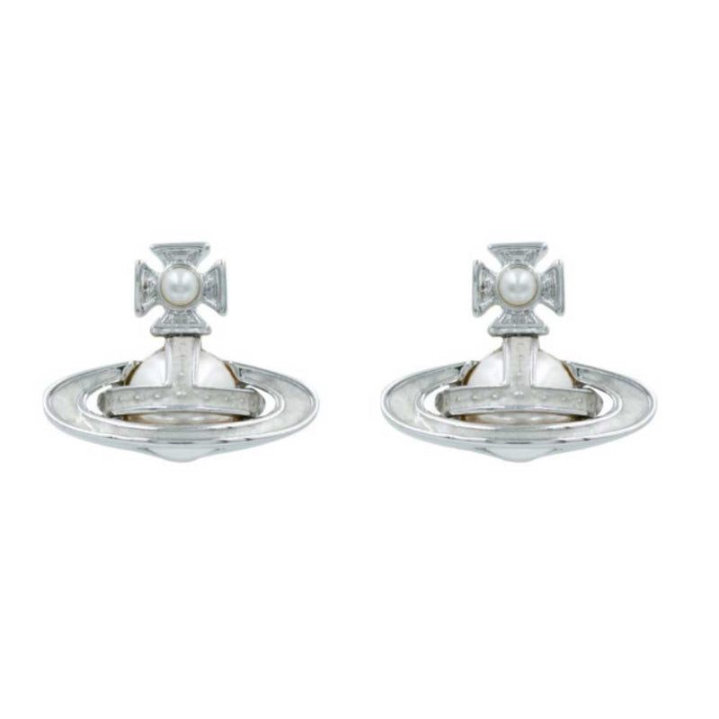 Vivienne Westwood Simonetta Bas Relief Earrings, Rhodium Plated