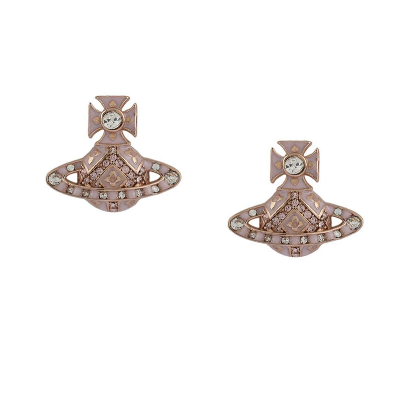 Vivienne Westwood Vintage Rose Beryl Bas Relief Earrings, Rose Gold Plated
