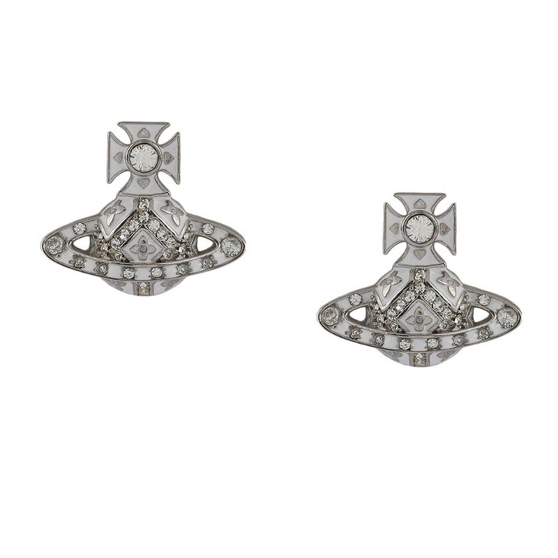 Vivienne Westwood Beryl Bas Relief Earrings, Rhodium Plated