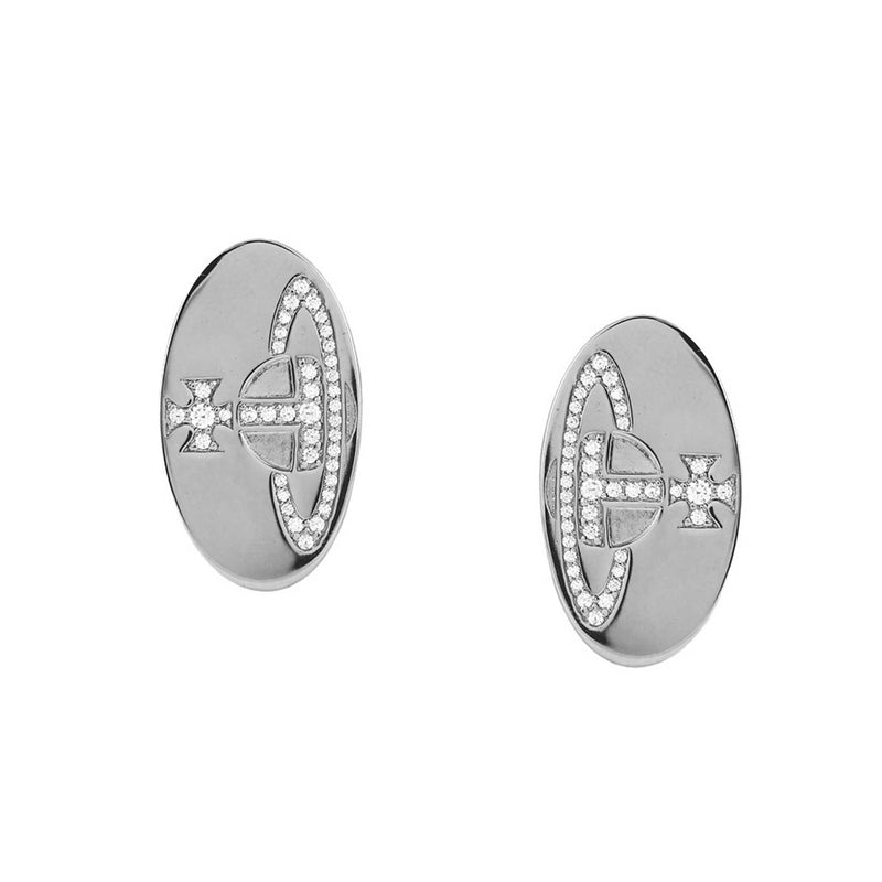 Vivienne Westwood Large Tag Earrings, Rhodium Plated
