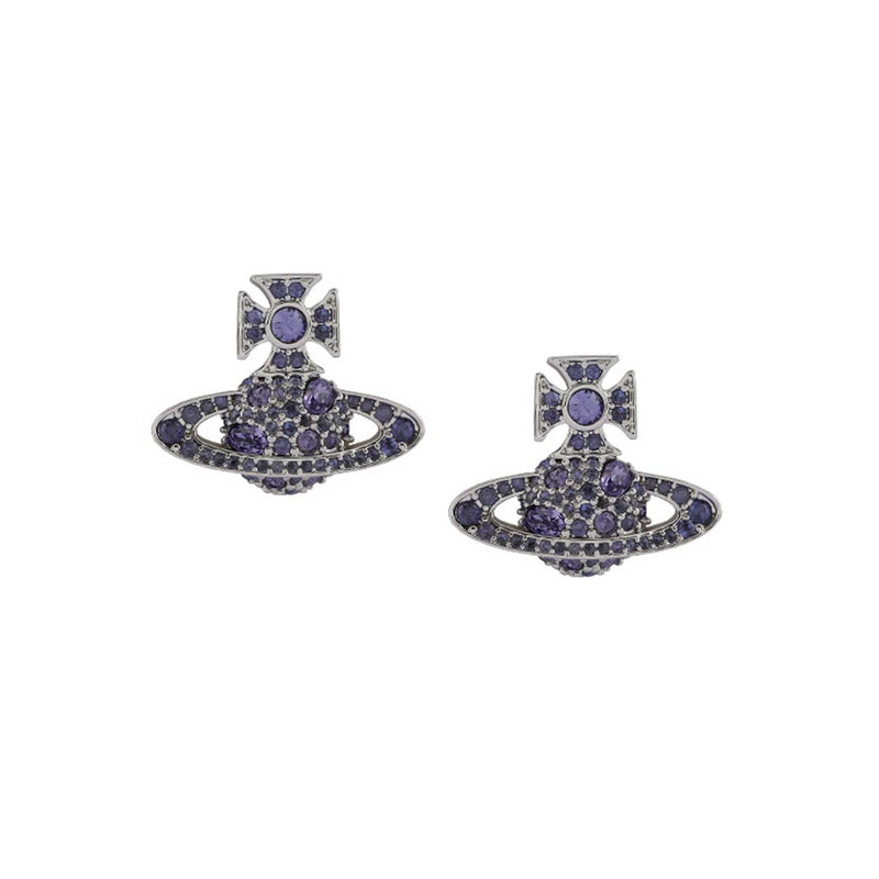 Vivienne Westwood Francette Bas Relief Earrings, Rhodium Plated