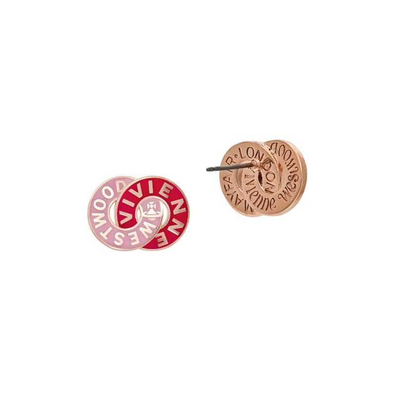 Vivienne Westwood Ilaria Pale Lavender Enamel Earrings, Rose Gold Plated