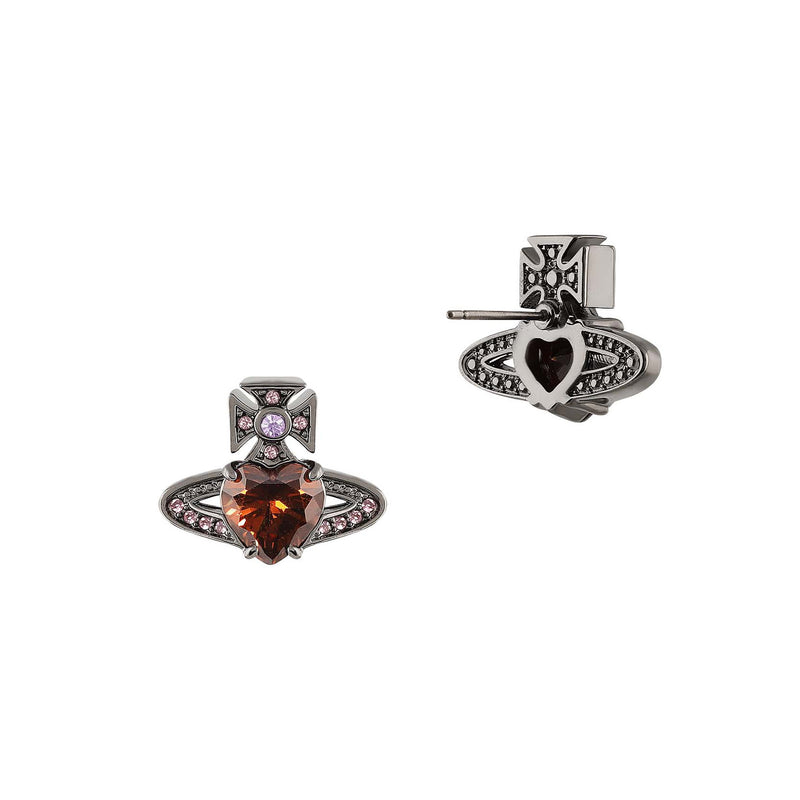 Vivienne Westwood Ariella Red Heart Earrings, Ruthenium Plated