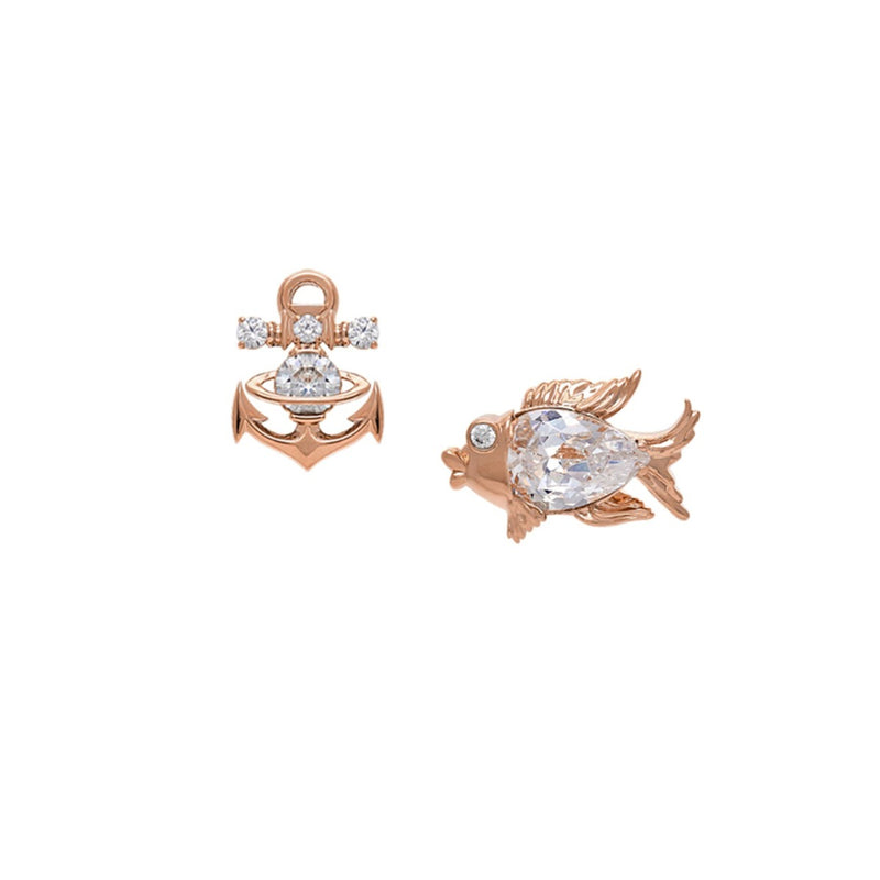 Vivienne Westwood Marialena Fish Earrings, Rose Gold Plated
