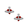 Vivienne Westwood New Diamante Heart Red Earrings, Silver Tone Plated
