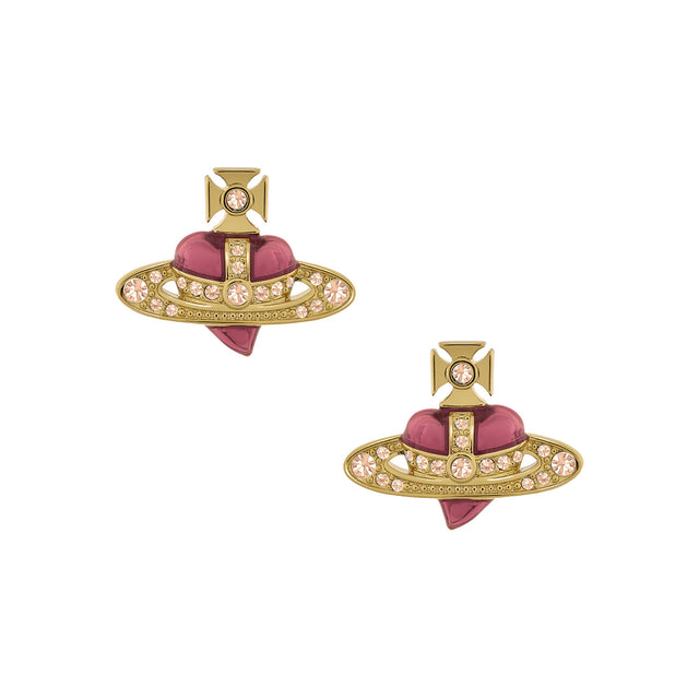 Vivienne Westwood Diamanete Heart Earrings, Gold Plated