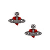 Vivienne Westwood Diamante Red Heart Earrings, Ruthenium Plated