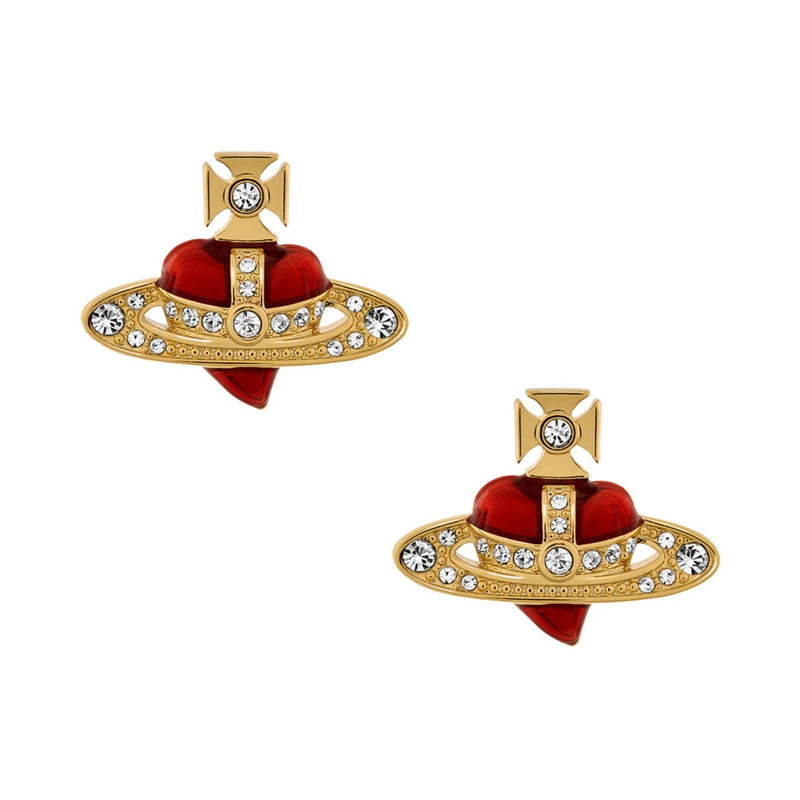 Vivienne Westwood Diamante Heart Earrings, Gold Plated
