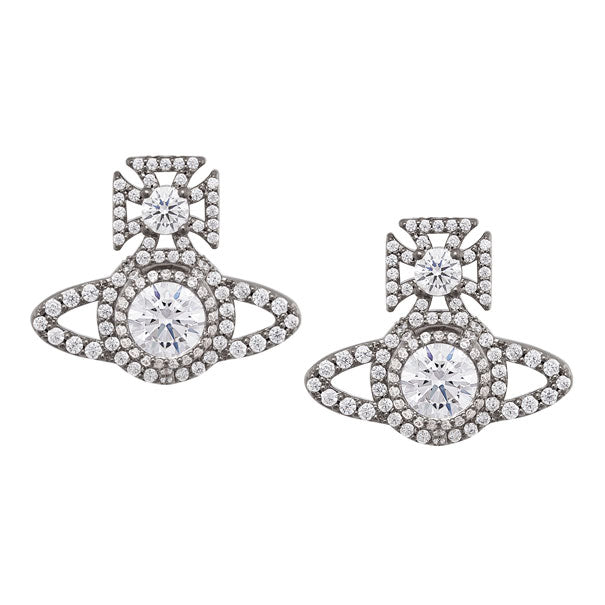 Vivienne Westwood Norabelle White Crystal Earrings, Platinum Plated