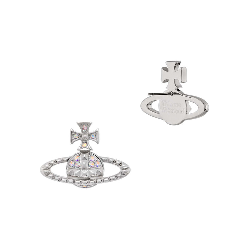 Vivienne Westwood Mayfair Bas Relief Aurore Boreal Crystals Earrings, Rhodium Plated