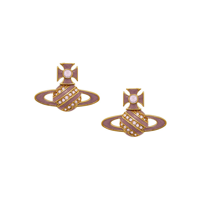 Vivienne Westwood Assita Bas Relief Pink Earrings, Gold Plated