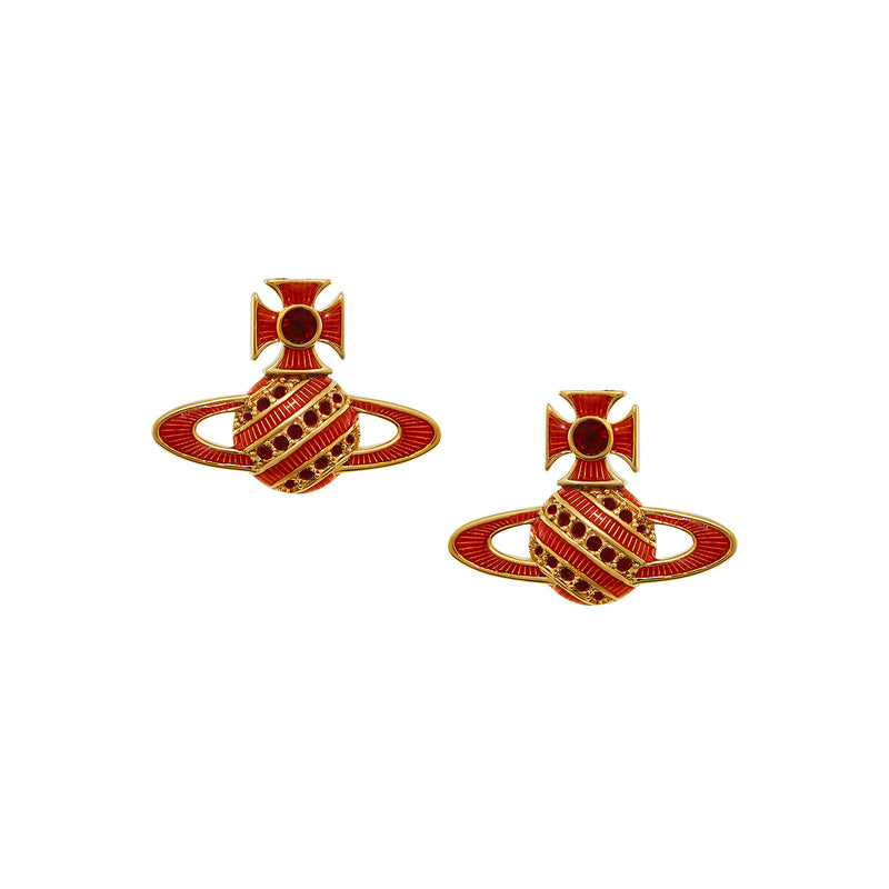 Vivienne Westwood Assita Bas Relief Red Earrings, Gold Plated