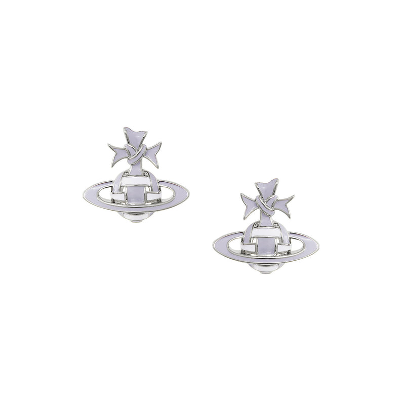 Vivienne Westwood Ribbon Bas Relief Earrings, Platinum Plated