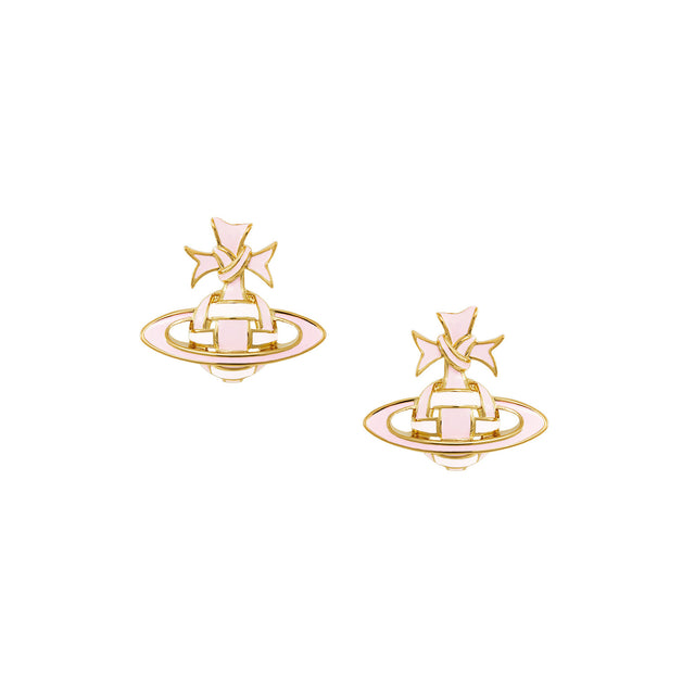Vivienne Westwood Ribbon Bas Relief Earrings, Gold Plated
