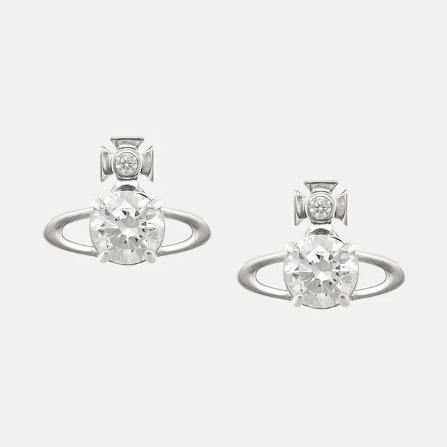 Vivienne Westwood Reina Large Silver Earrings, Platinum Plated