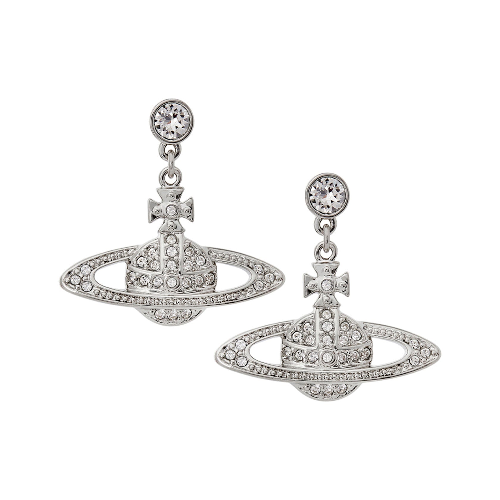 Vivienne Westwood Mini Bas Relief Drop Earrings, Platinum Plated