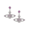 Vivienne Westwood Mmini Bas Relief Pink Drop Earrings, Platinum Plated