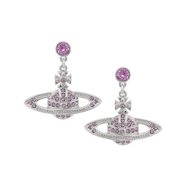 Vivienne Westwood Mmini Bas Relief Pink Drop Earrings, Platinum Plated