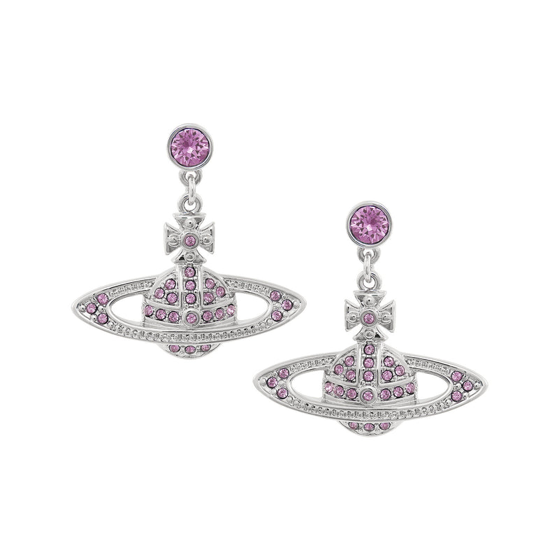 Vivienne Westwood Mmini Bas Relief Pink Drop Earrings, Platinum Plated