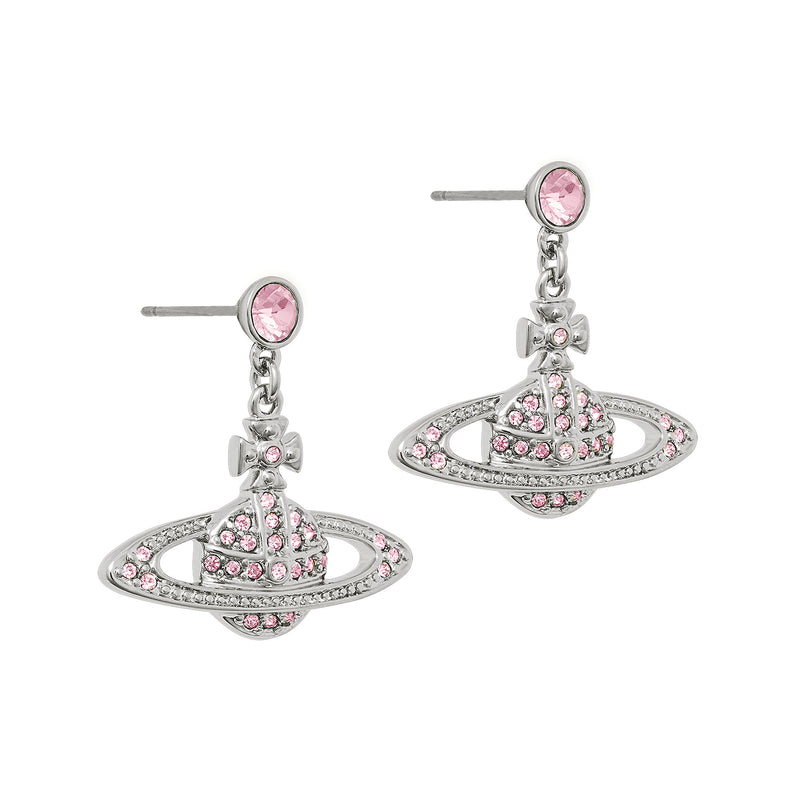 Vivienne Westwood Mini Bas Relief Vintage Rose Drop Earrings, Platinum Plated